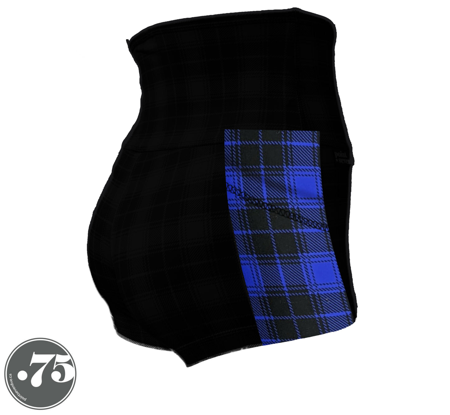 Blue Plaid Compression Pocket Leggings