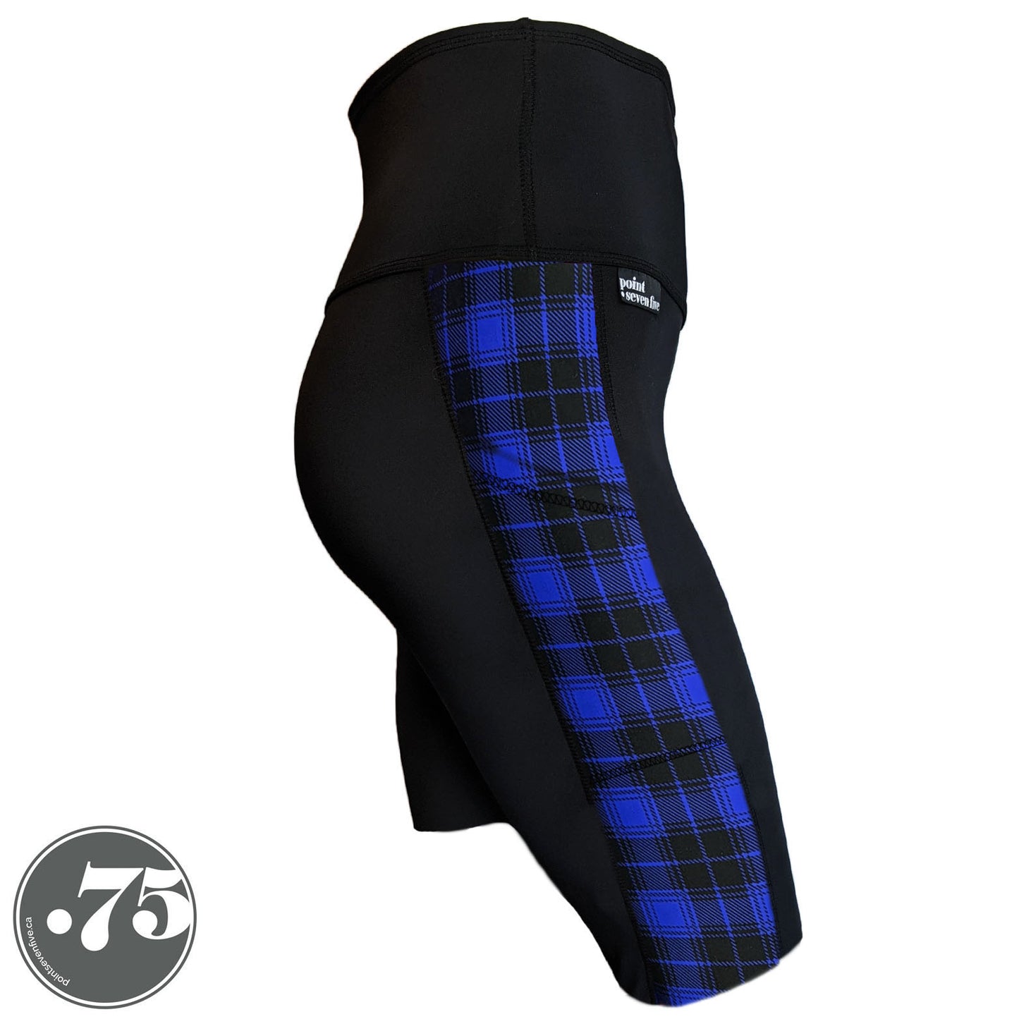 Blue Plaid Compression Pocket Leggings