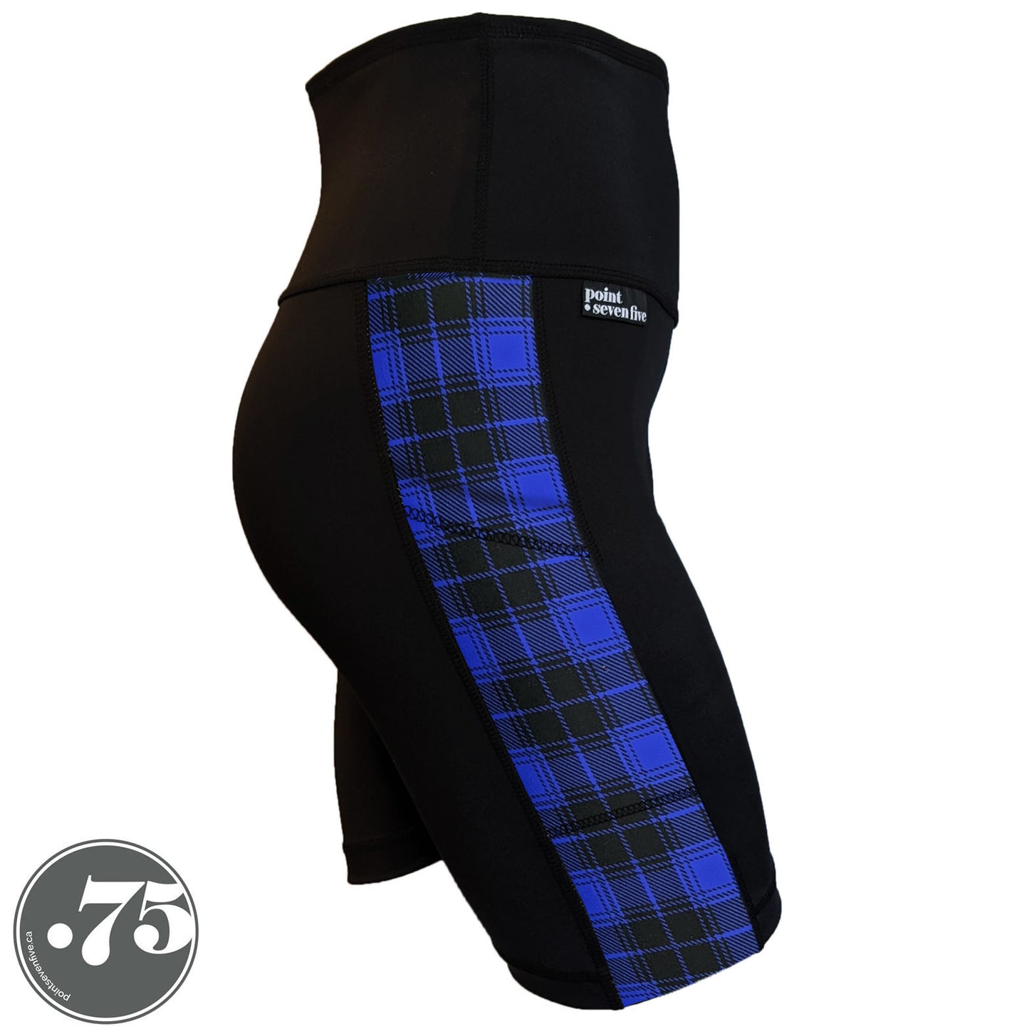 Blue Plaid Compression Pocket Leggings